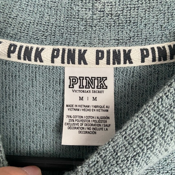 Victoria’s Secret PINK Blue Terry Soft Oversized Mock Neck Sweatshirt - Picture 2 of 5